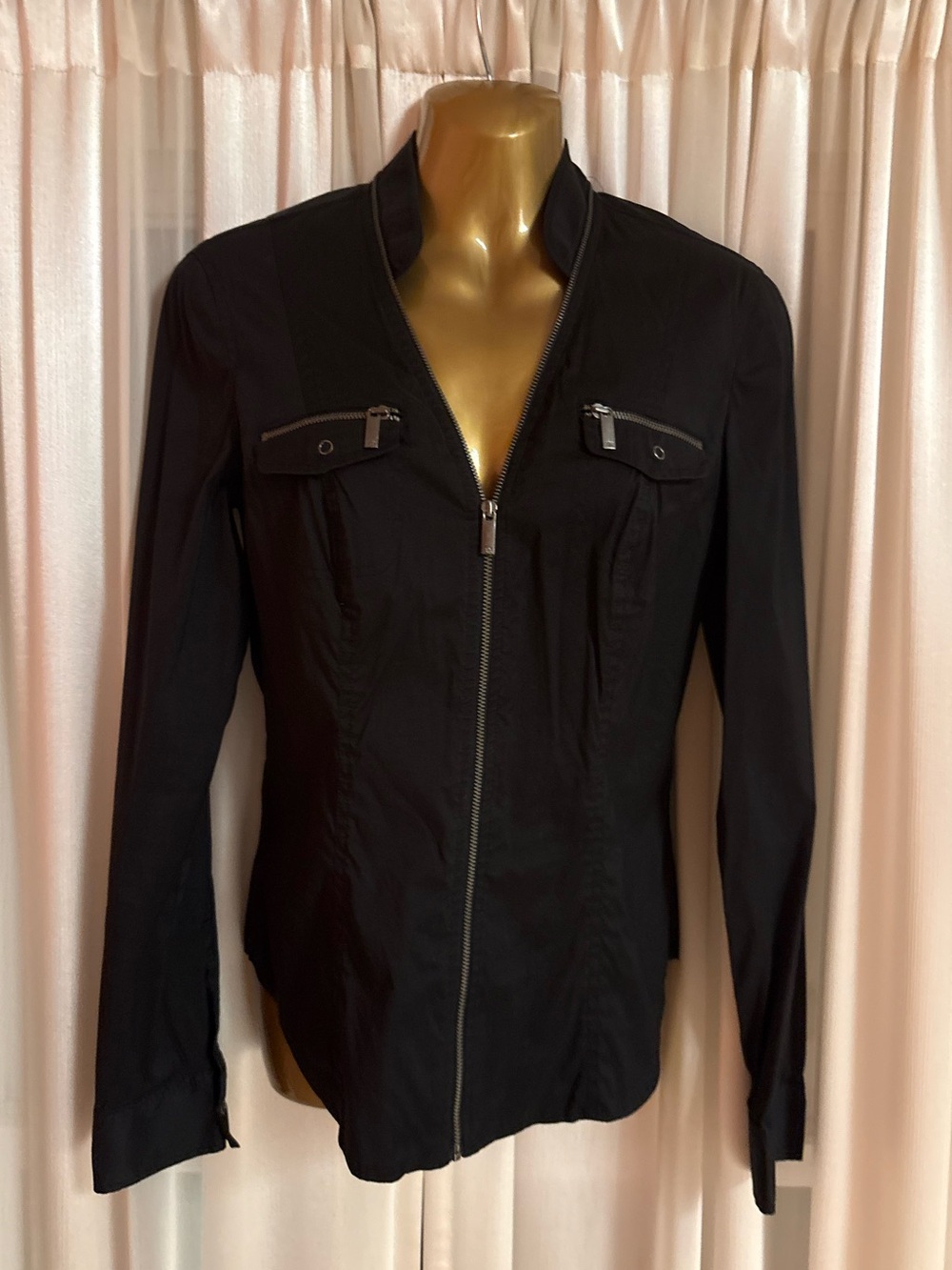 Armani Exchange Black Zip-Front Shirt